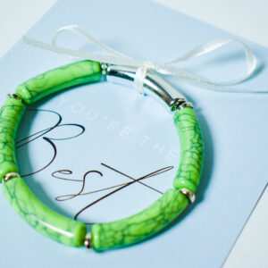 Armbandje Groen Zilver Marmerprint