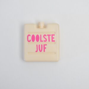 Koelelement - Coolste Juf - Wit/Roze