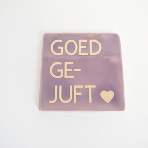 Tegeltje - Goed GE-JUFT - Lila/Goud
